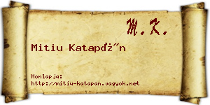 Mitiu Katapán névjegykártya